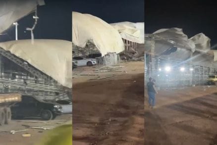 Forte temporal derruba parte de cobertura em treino da Stock Car em Cuiabá; veja vídeo