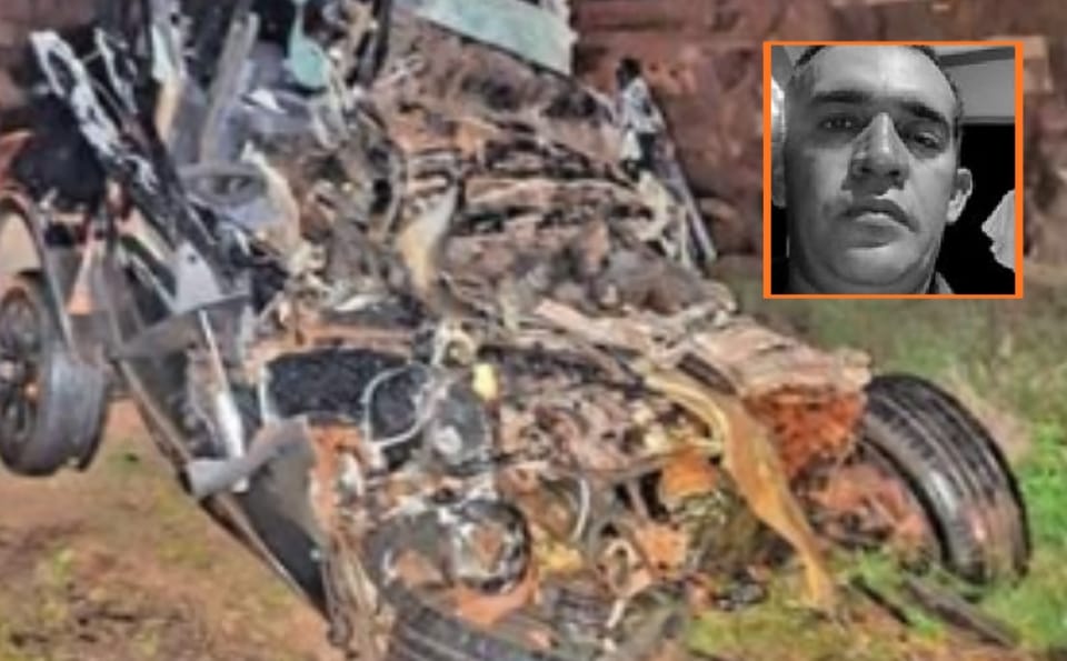 Acidente com caminhão mata motorista e deixa carro totalmente destruído