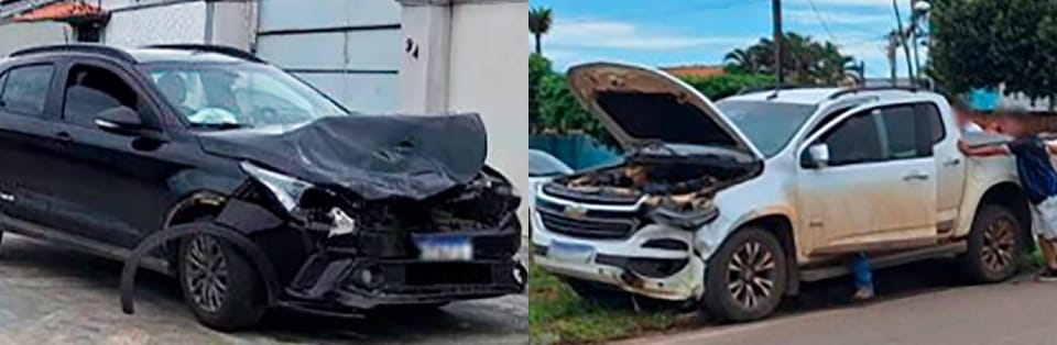 Batida entre caminhonete S-10 e carro de passeio deixa dois feridos no interior de MT