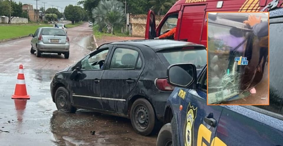 Carro capota após batida e deixa homem e esposa grávida  feridos em MT