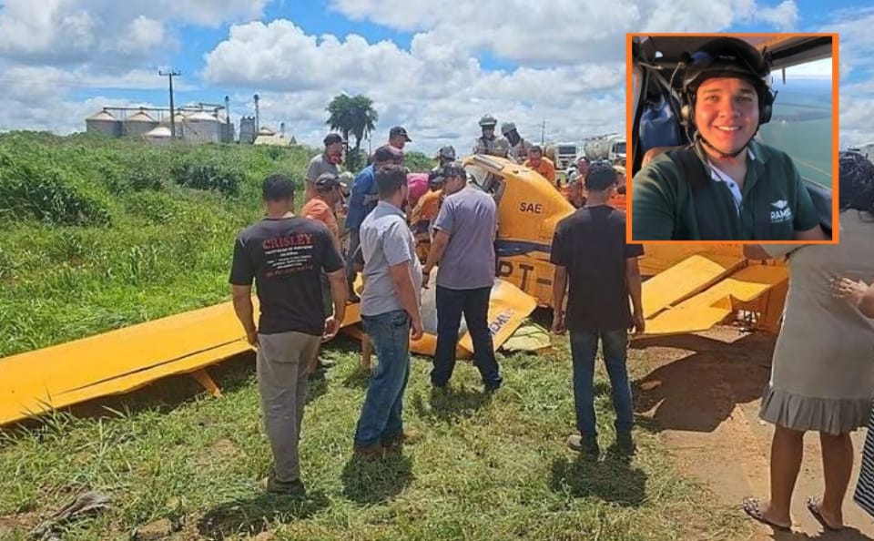 Aeronave agrícola cai em rodovia e piloto morre durante socorro ao hospital