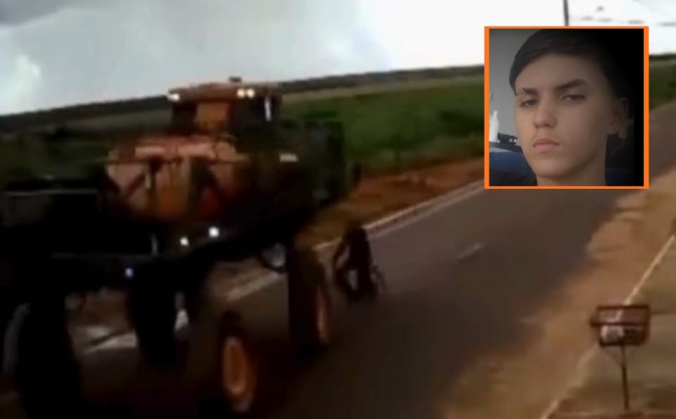Jovem morre atropelado após tentar passar de bicicleta por baixo de veículo agrícola
