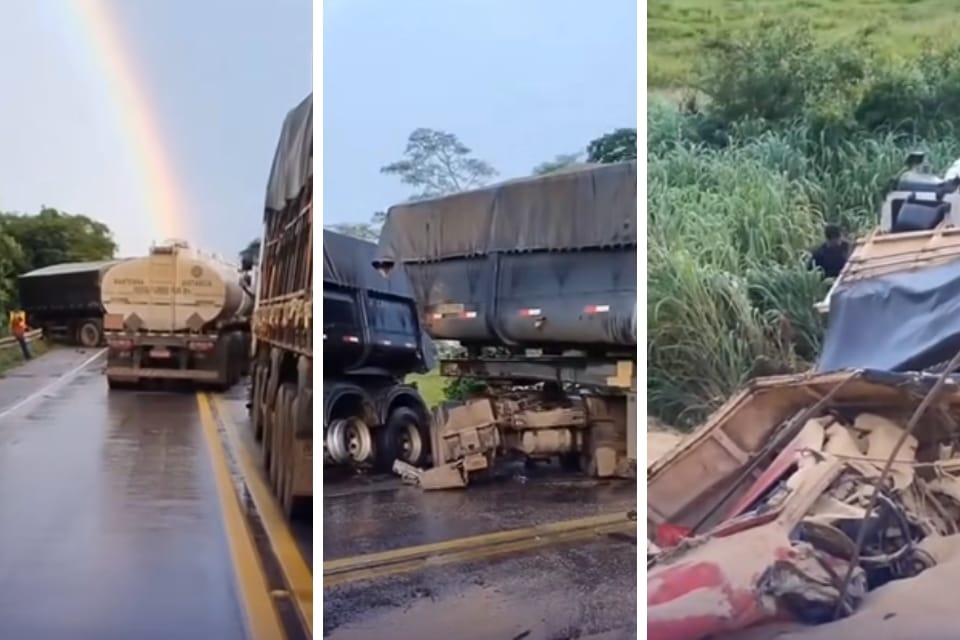 Grave acidente com carretas registra pelo menos dois mortos e feridos na BR-364