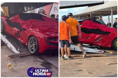 Ferrari de sobrinho de Maggi fica destruída após colisão com Tesla em autódromo