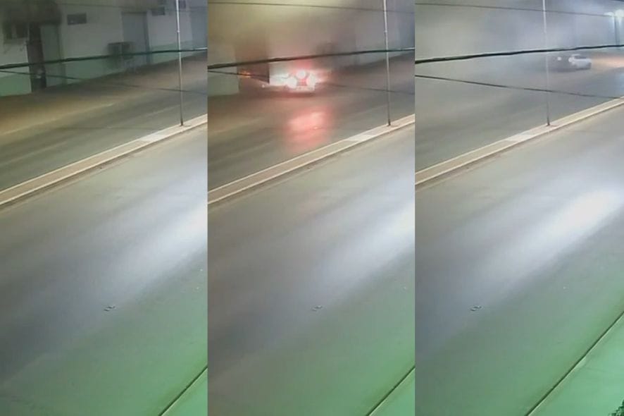 Câmera flagra carro deixando depósito antes de incêndio no barracão da Educação em VG