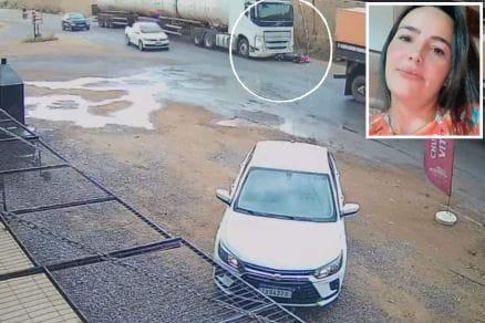 Motociclista morre após ser atingida por caminhão em MT; câmera registra acidente