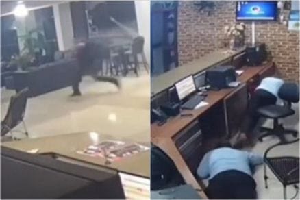Vídeo mostra homens armados invadindo hotel e atirando contra hóspede em VG