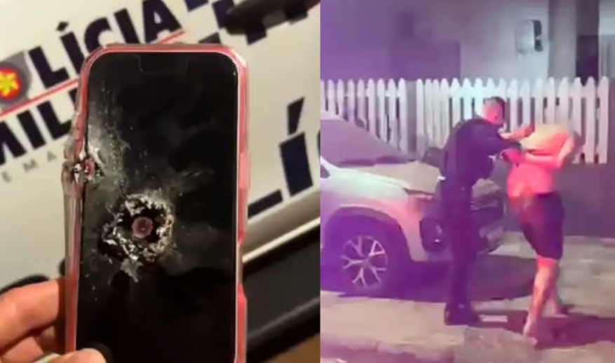 Homem é preso após tentar matar esposa; tiro atinge celular enquanto vítima pedia socorro
