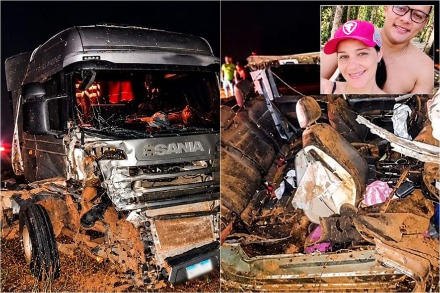 Casal de empresários morre na hora em colisão entre Amarok e carreta em MT
