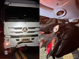 Motociclista morre após colisão com caminhão em rodovia em cidade de Mato Grosso