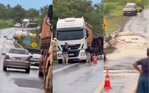 Acidente na BR-364 entre carreta e caminhão-tanque deixa motorista ferida
