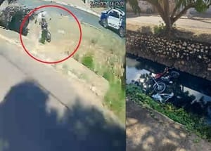 Motociclista foge da PM, perde controle e cai em córrego em Cuiabá