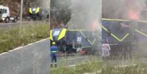 Incêndio destrói motorhome na MT-251, entre Cuiabá e Chapada dos Guimarães