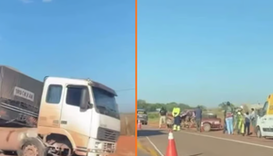 Motorista morre após caminhão invadir pista contrária em acidente na BR-163 em MT