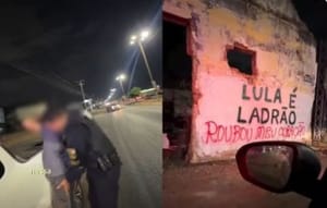 Professor é preso após pichar muro com frase em defesa de Lula em Várzea Grande