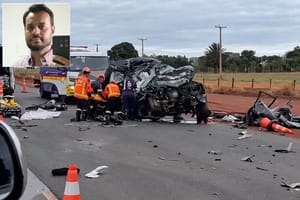 Pai e duas filhas morrem na hora em acidente entre caminhonete e carreta na BR-163